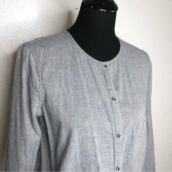 Anthropologie Holding Horses gray button front linen blend tunic top or dress 6 - Picture 2 of 13